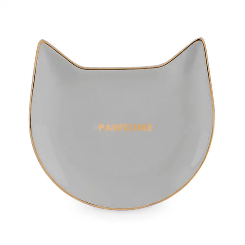 Pawsome Gray Ceramic Cat Tea Tray