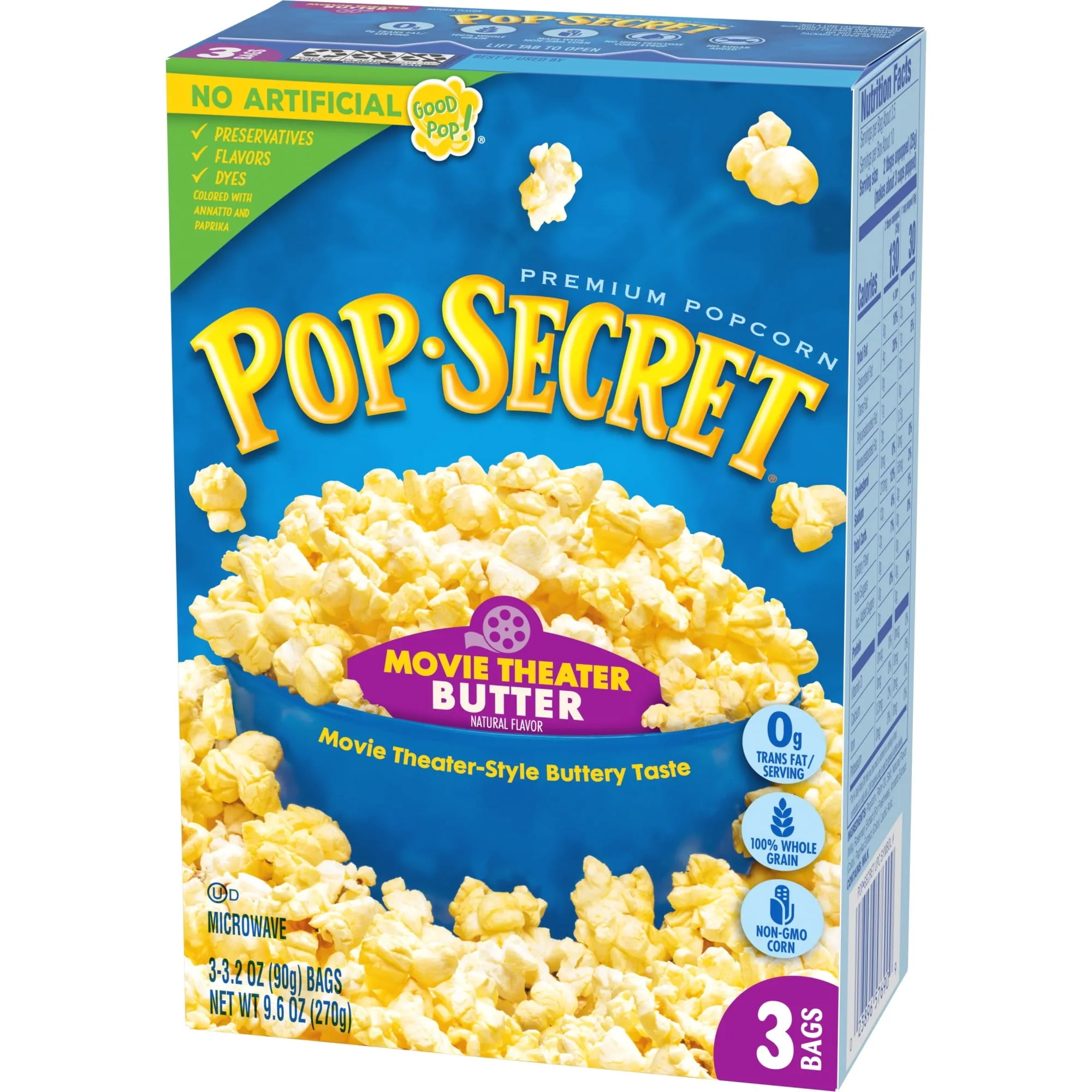 Pop Secret Microwave Popcorn, Movie Theater Butter Flavor, 3.2 oz Sharing Bags, 3 Ct