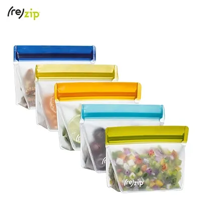 Rezip Stand-Up 1-cup | 8-ounce Leakproof Reusable Storage Bag 5-pack