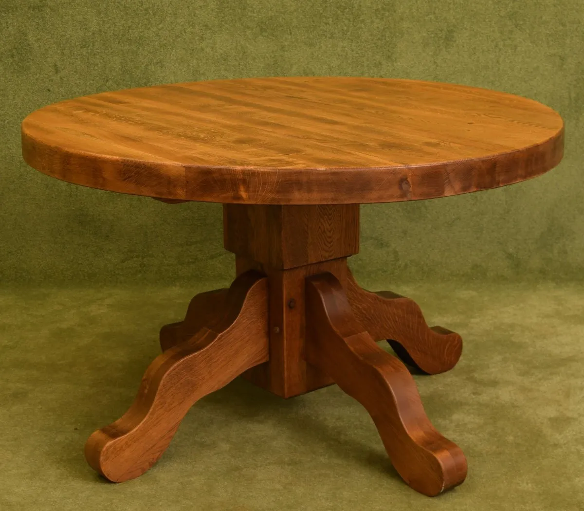 Round Dutch Oak Table & 4 Chairs