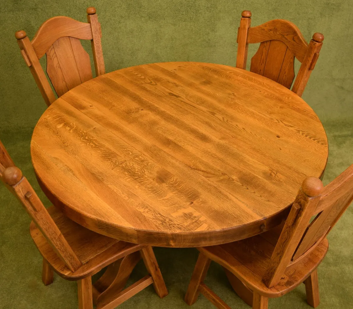 Round Dutch Oak Table & 4 Chairs