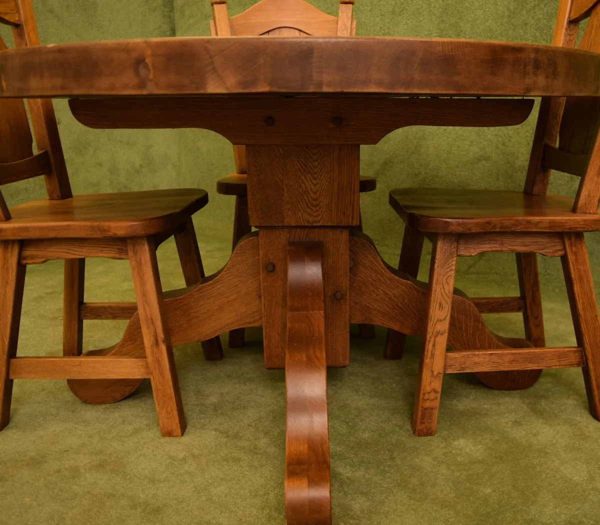 Round Dutch Oak Table & 4 Chairs