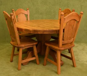 Round Dutch Oak Table & 4 Chairs