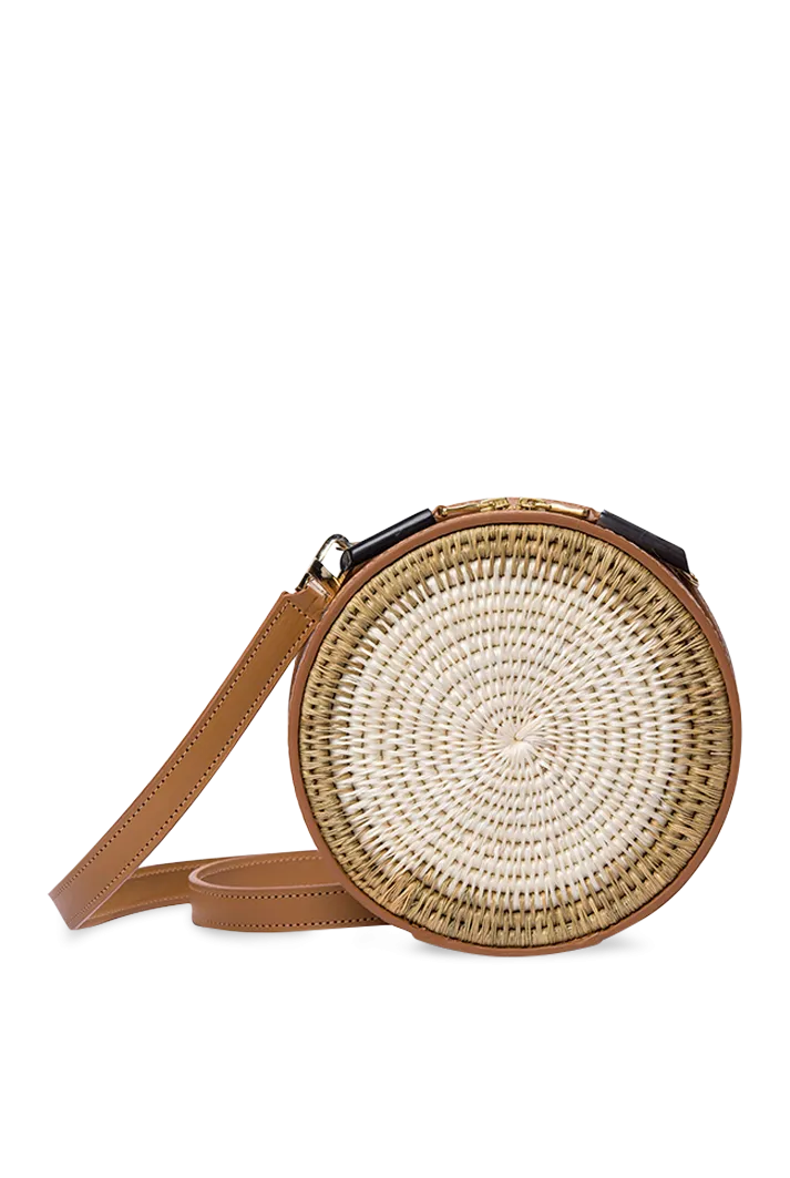 Sindi Circle Bag In Tan & White