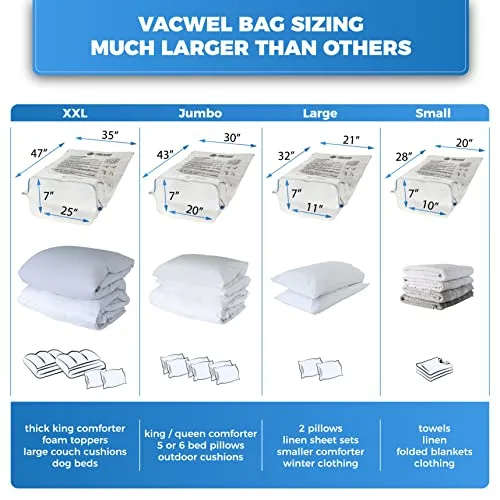 Vacwel 10 Pack Large Vacuum Storage Bags for Clothes Storage Vacuum Bags