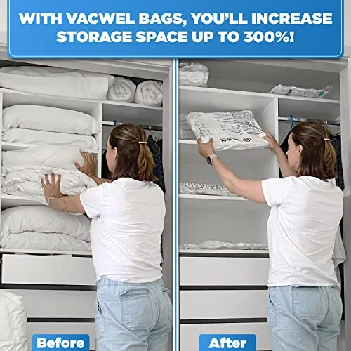 Vacwel 10 Pack Large Vacuum Storage Bags for Clothes Storage Vacuum Bags