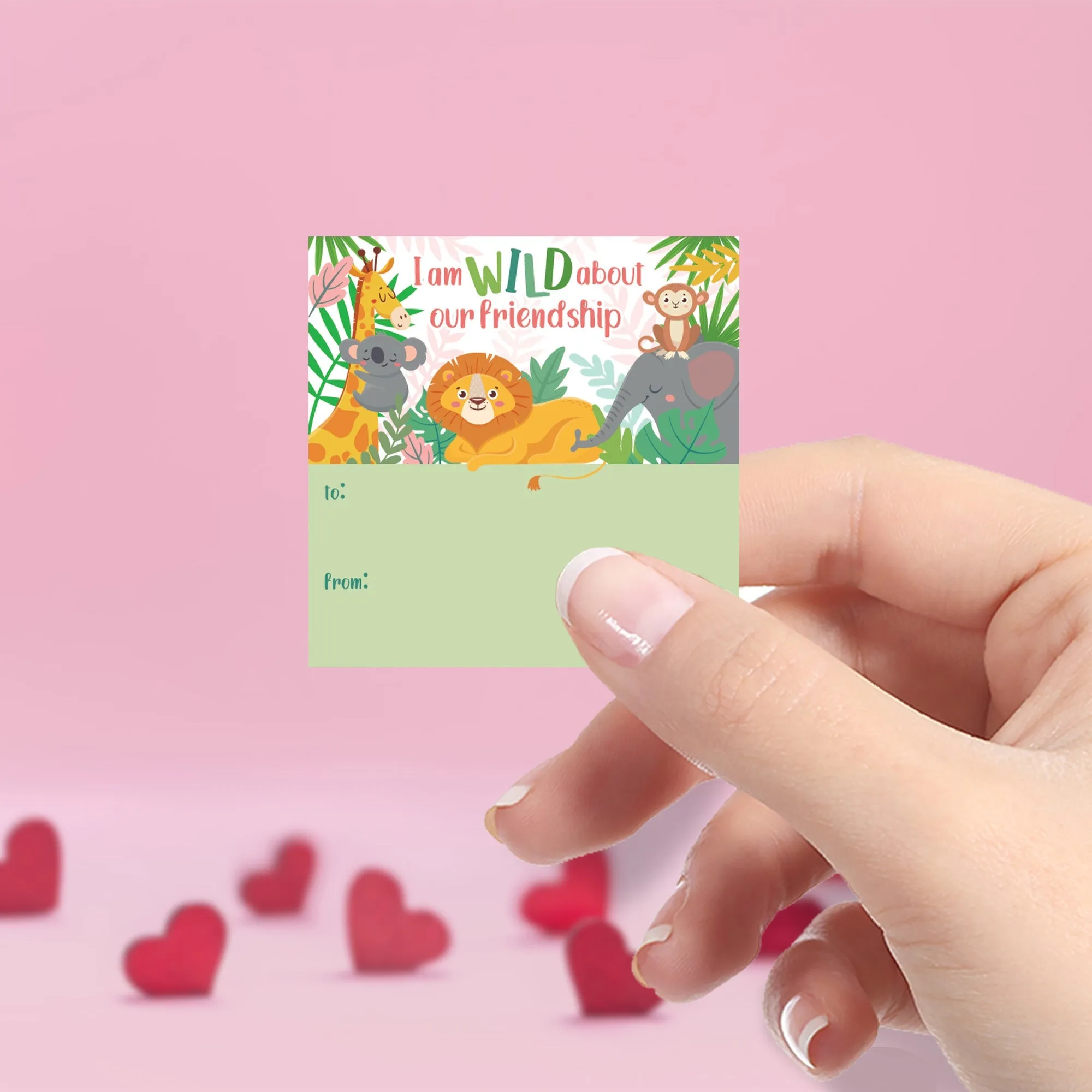 Valentine's Day Treat Stickers: Wild About Our Friendship: Valentine's Day - Snack Bag Stickers: Two Sizes - 32 Stickers