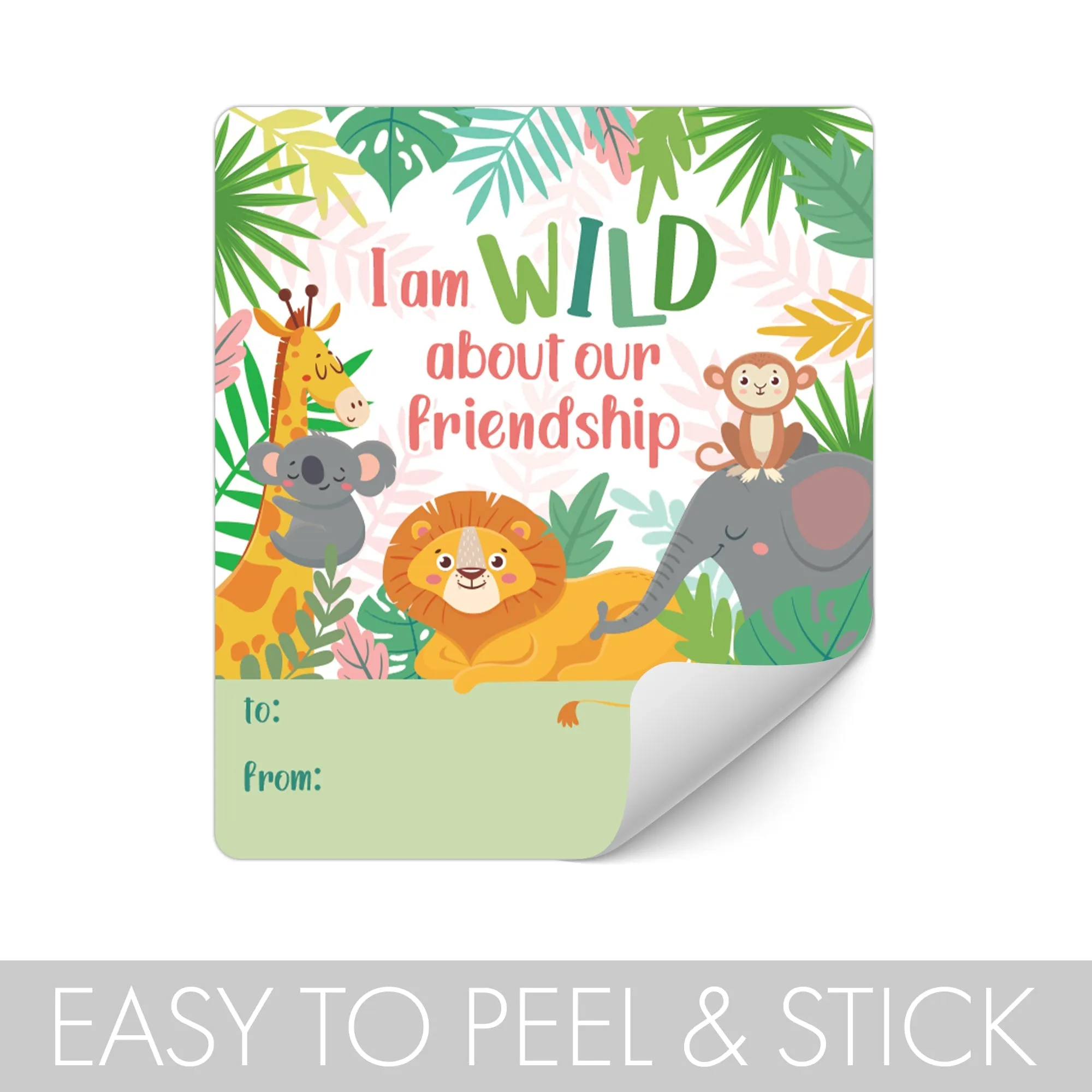 Valentine's Day Treat Stickers: Wild About Our Friendship: Valentine's Day - Snack Bag Stickers: Two Sizes - 32 Stickers