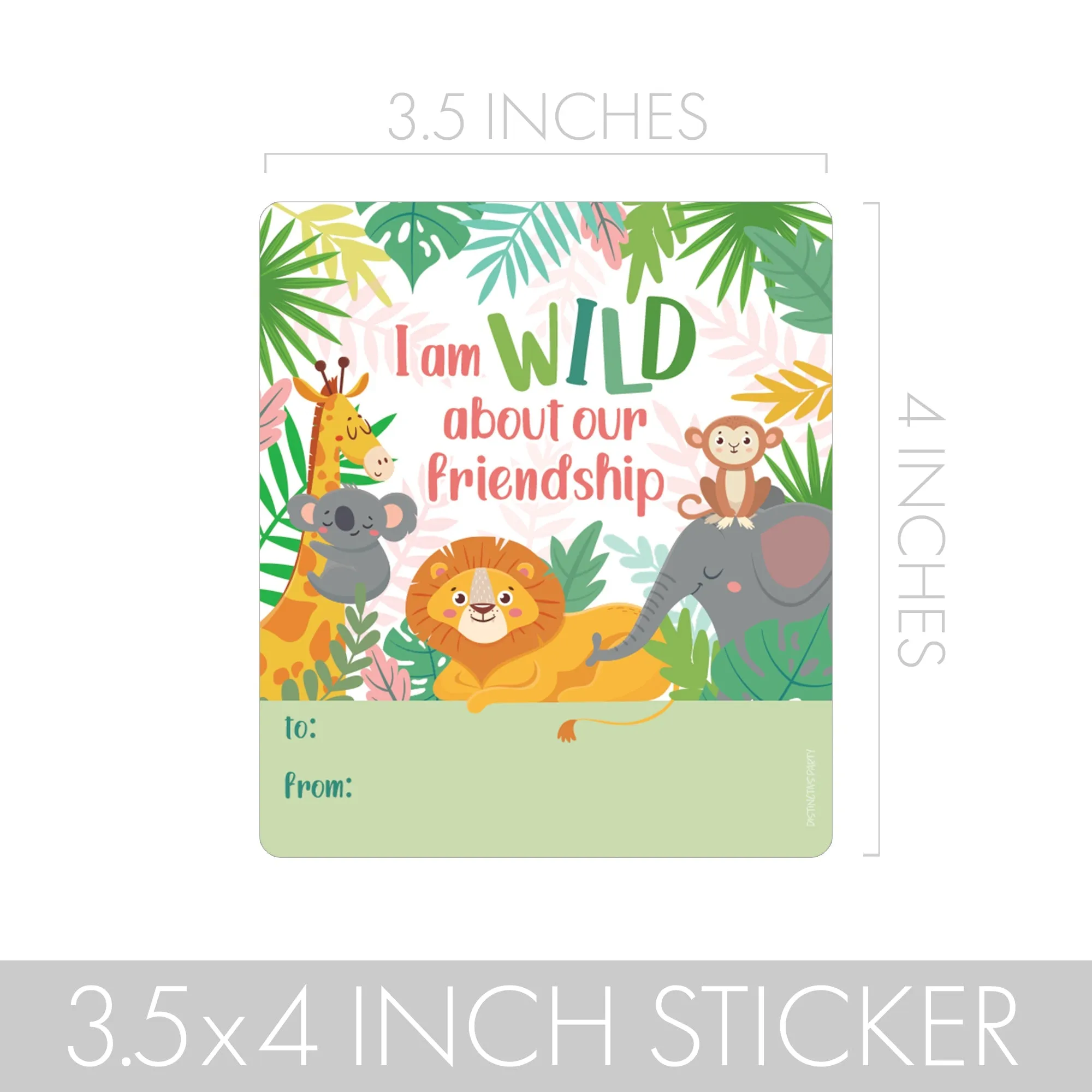 Valentine's Day Treat Stickers: Wild About Our Friendship: Valentine's Day - Snack Bag Stickers: Two Sizes - 32 Stickers