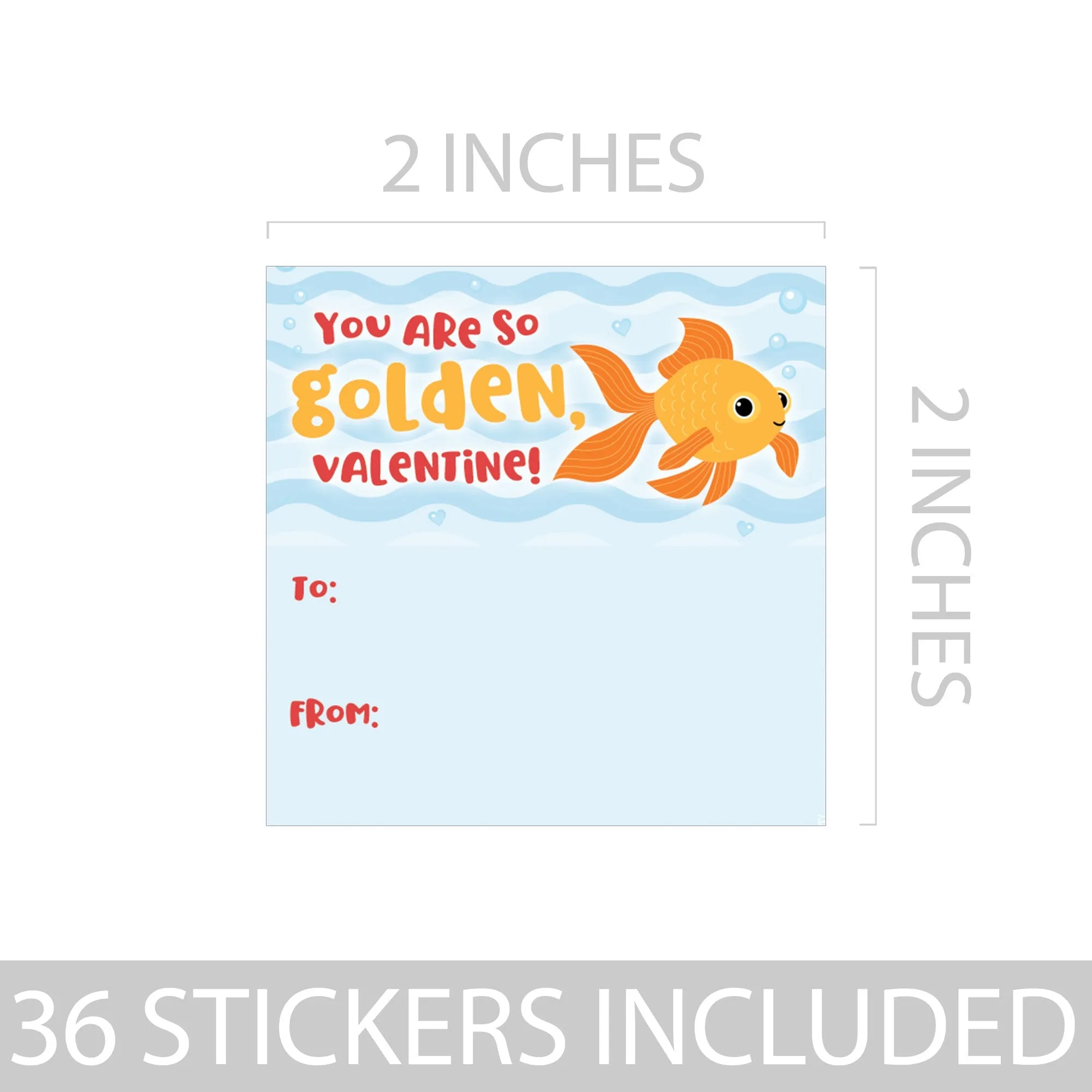 Valentine's Day Treat Stickers: You Are So Golden - Snack Bag Stickers: Two Sizes - 32 Stickers