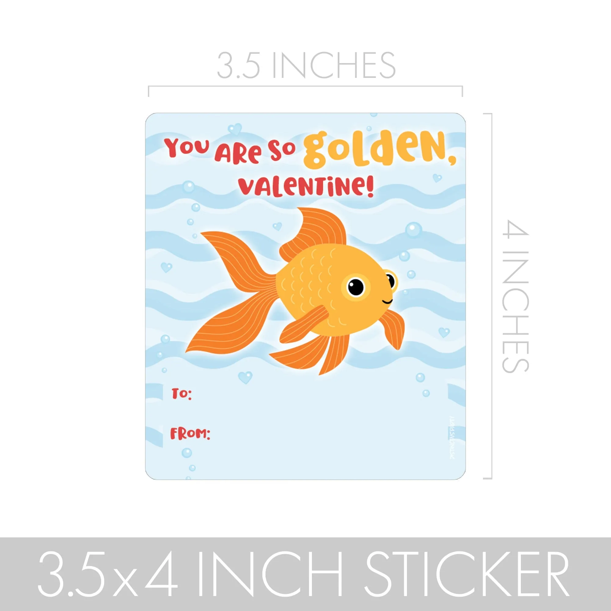 Valentine's Day Treat Stickers: You Are So Golden - Snack Bag Stickers: Two Sizes - 32 Stickers