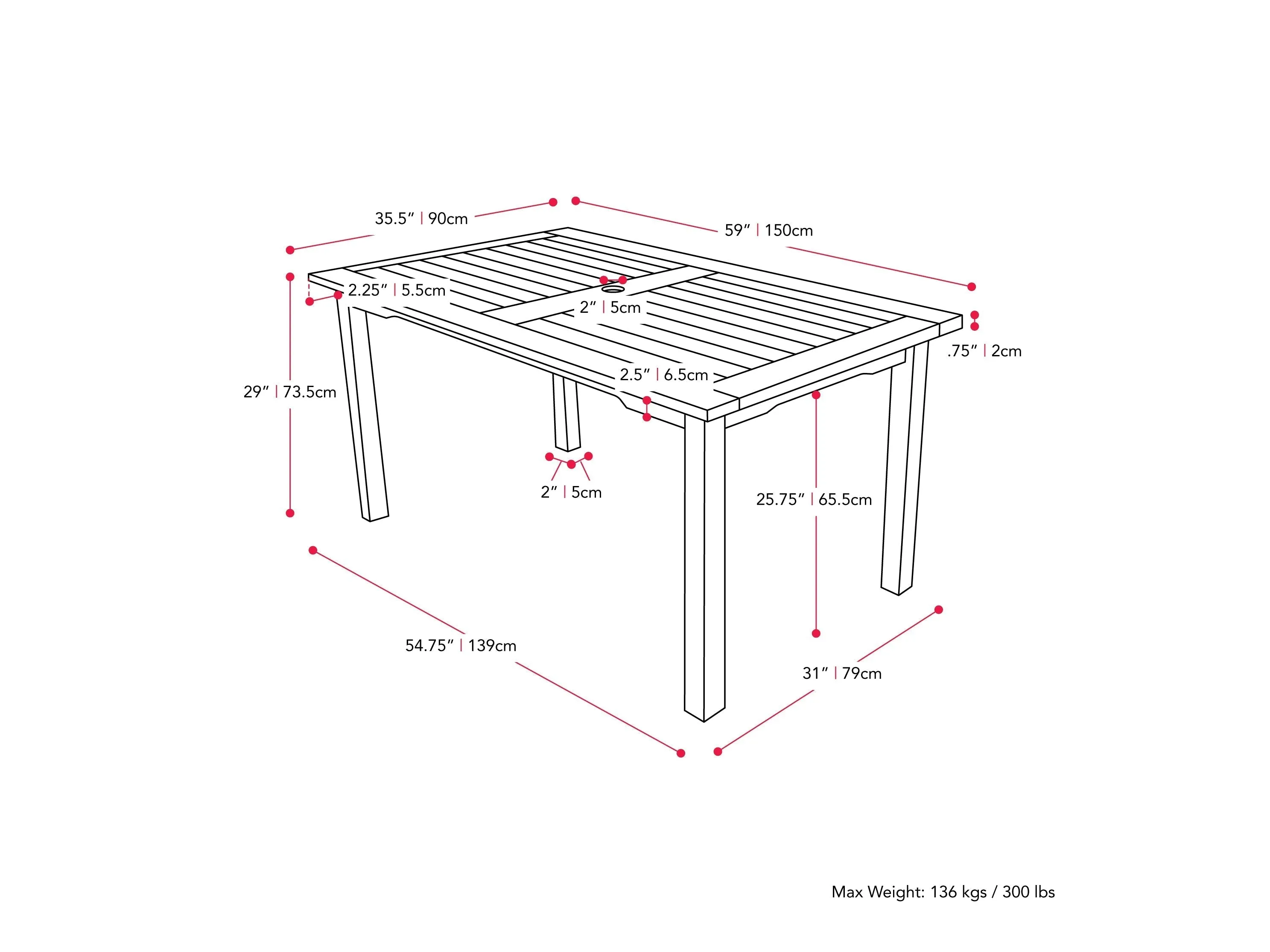 Washed White Outdoor Wood Dining Table