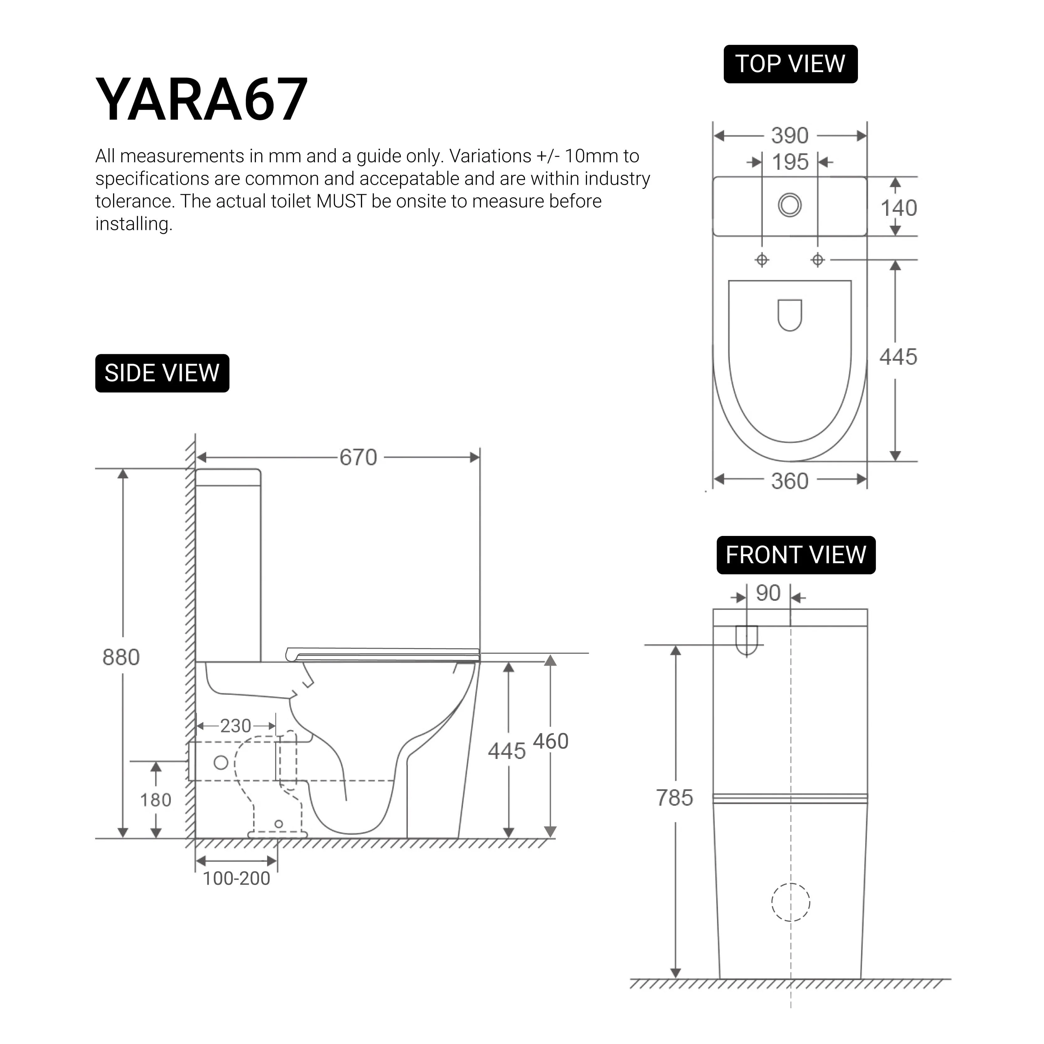 Yara67 Ambulant Rimless Tornado Back to Wall Toilet